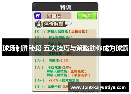 球场制胜秘籍 五大技巧与策略助你成为球霸